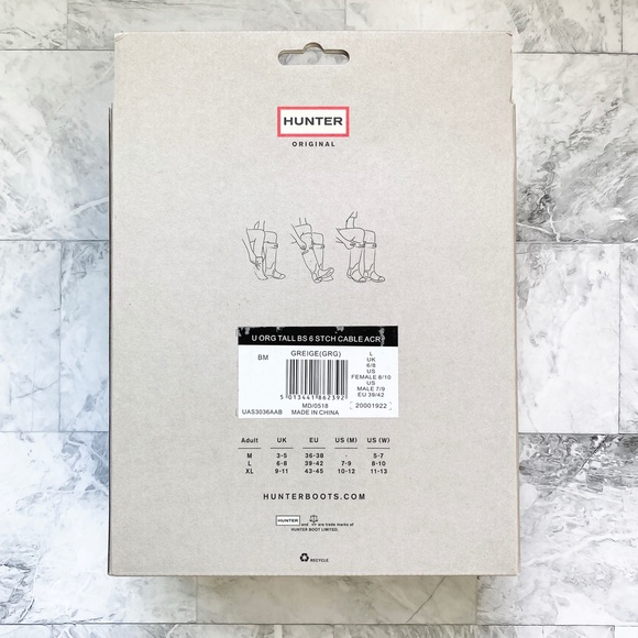 NEW Hunter Tall Cable Knit Cuff Welly Boot Socks - Picture 3 of 5